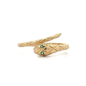 .02 Emerald Stacking Snake Ring in 14k Yellow Gold