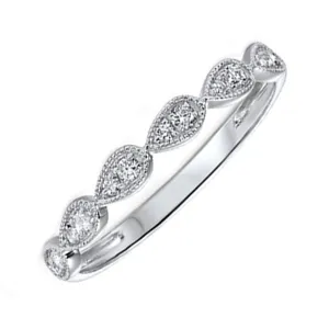 10KT White Gold & Diamond Classic Book Stackable Fashion Ring   - 1/8 ctw