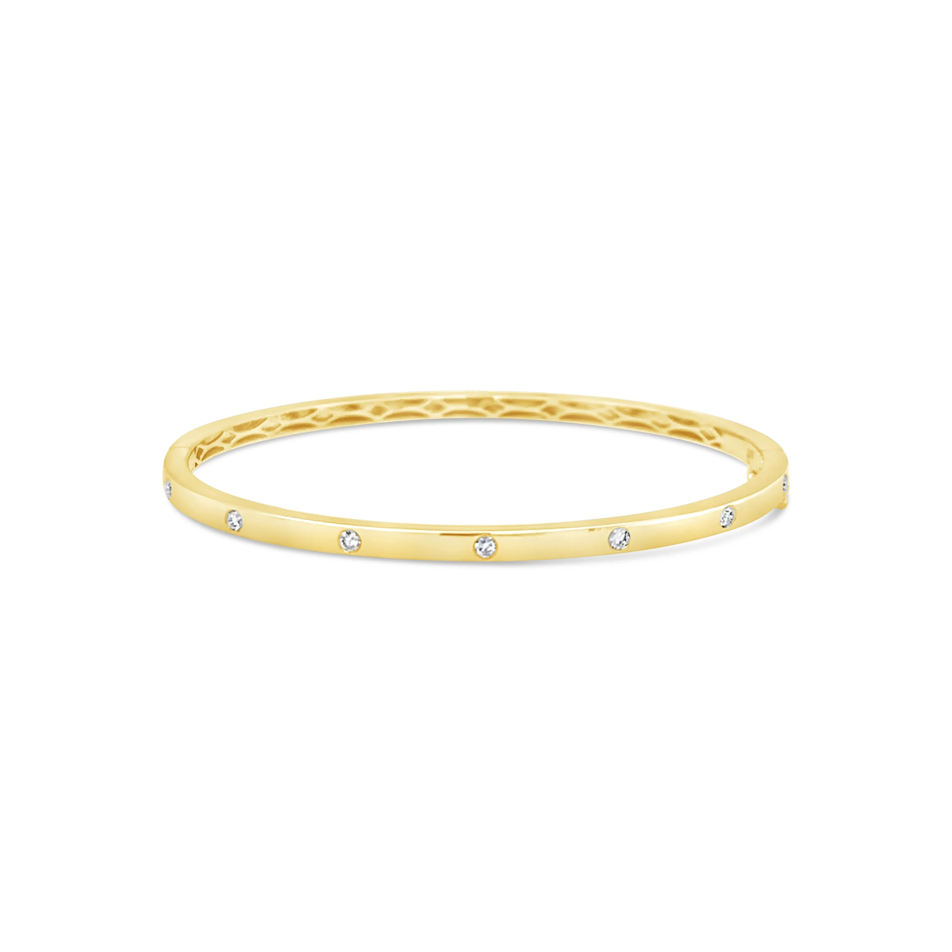 14 Karat Gold Diamond Inlay Bangle