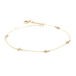 14k 5 Itty Bitty Cross Station Bracelet