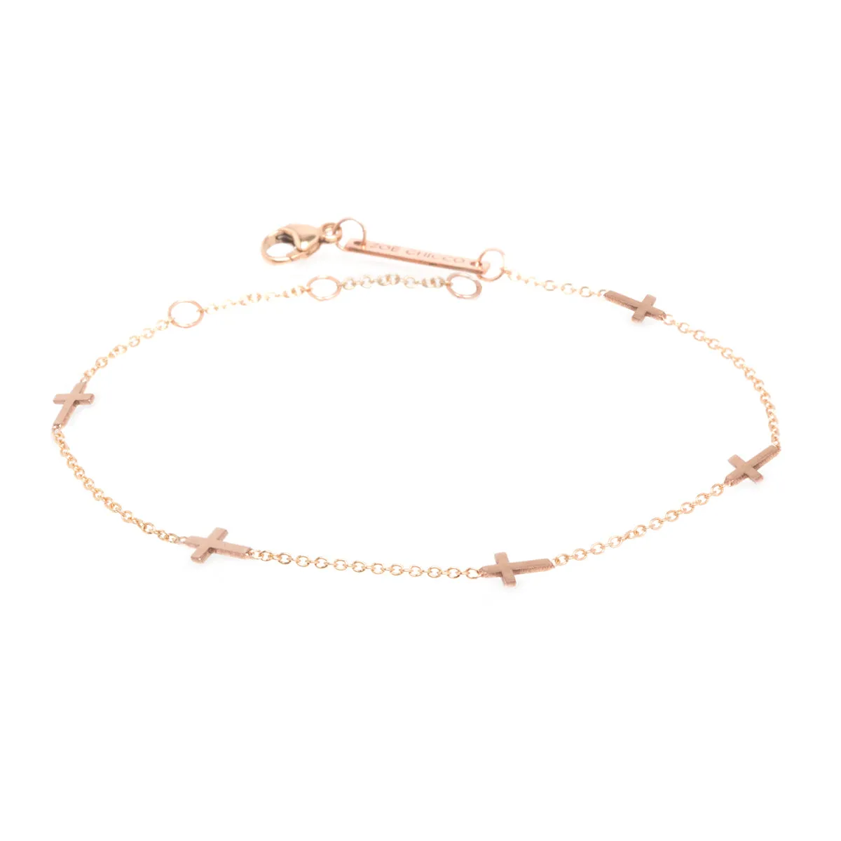 14k 5 Itty Bitty Cross Station Bracelet