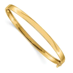 14K Gold Flexible Bangle Bracelet with Polished Finish and Safety Clasp