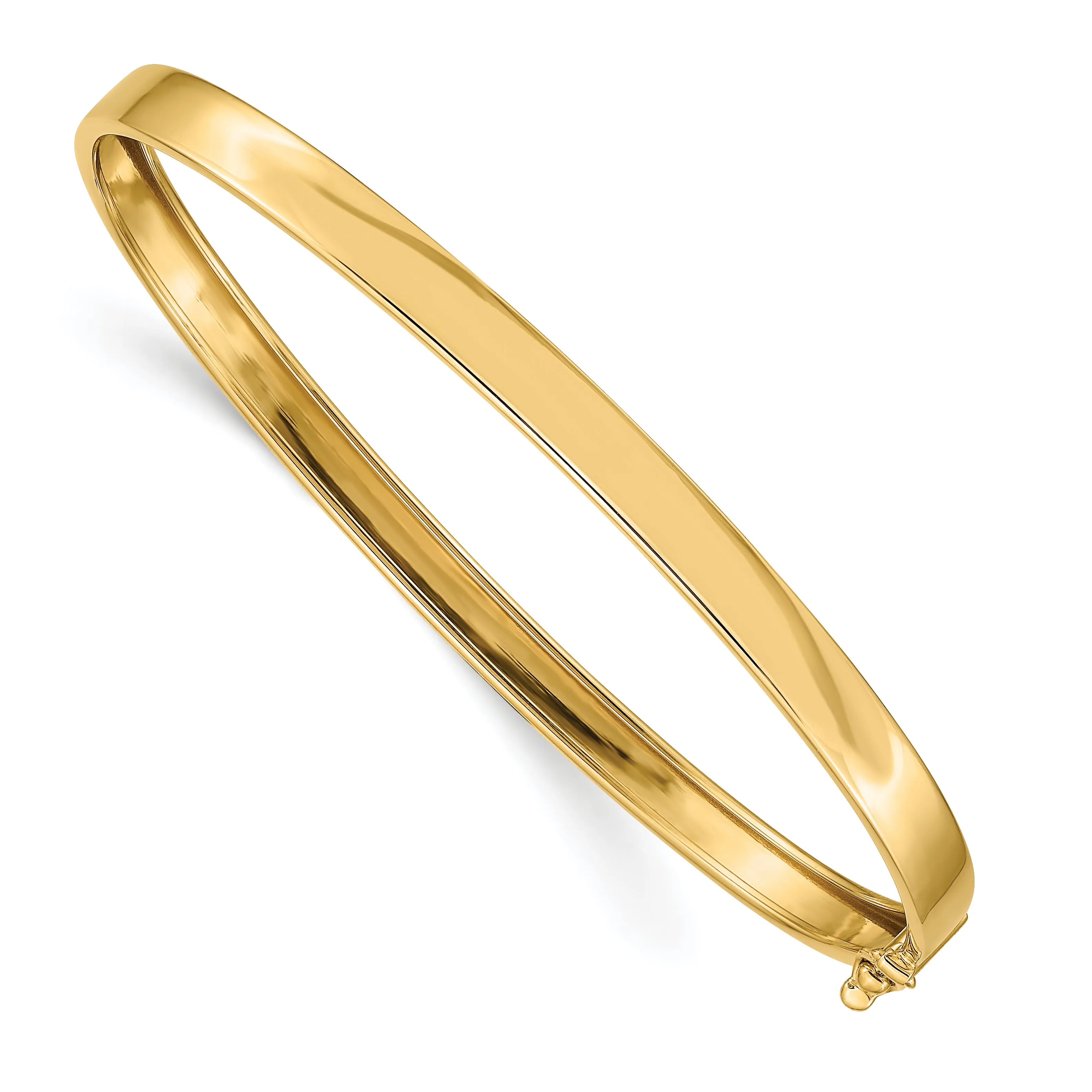 14K Gold Flexible Bangle Bracelet with Polished Finish and Safety Clasp