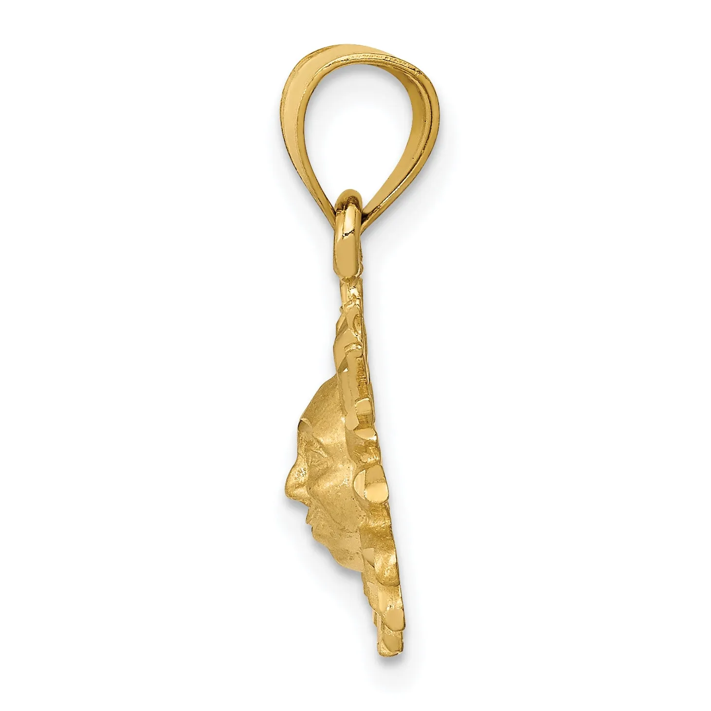 14K Gold Satin Diamond-Cut Sun Pendant with Brushed Finish  Elegant and Unique