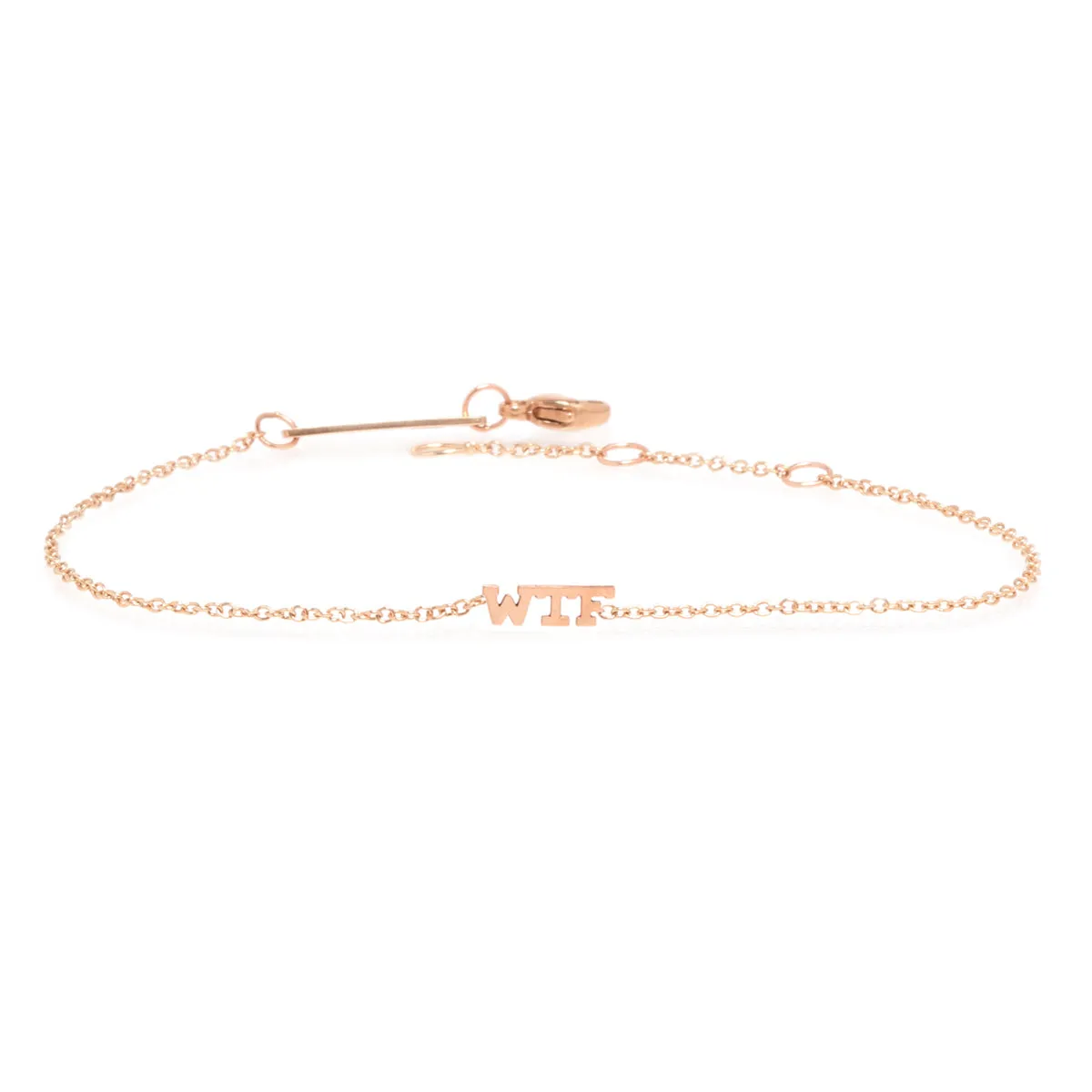 14k itty bitty WTF bracelet