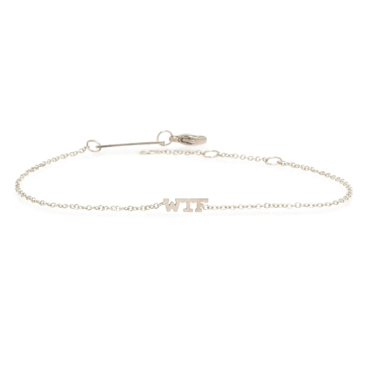 14k itty bitty WTF bracelet