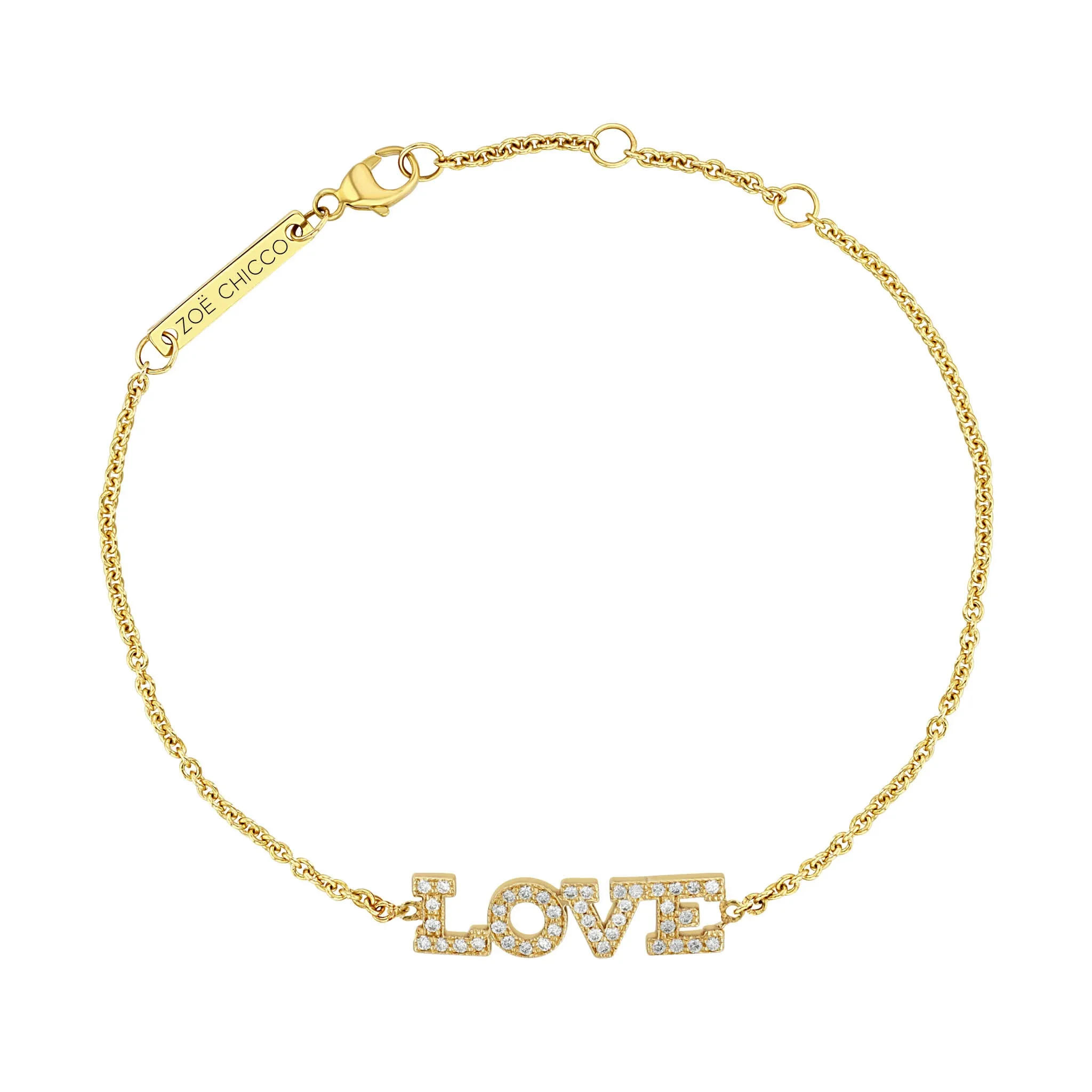 14k Pavé Diamond 4 Letter Bracelet