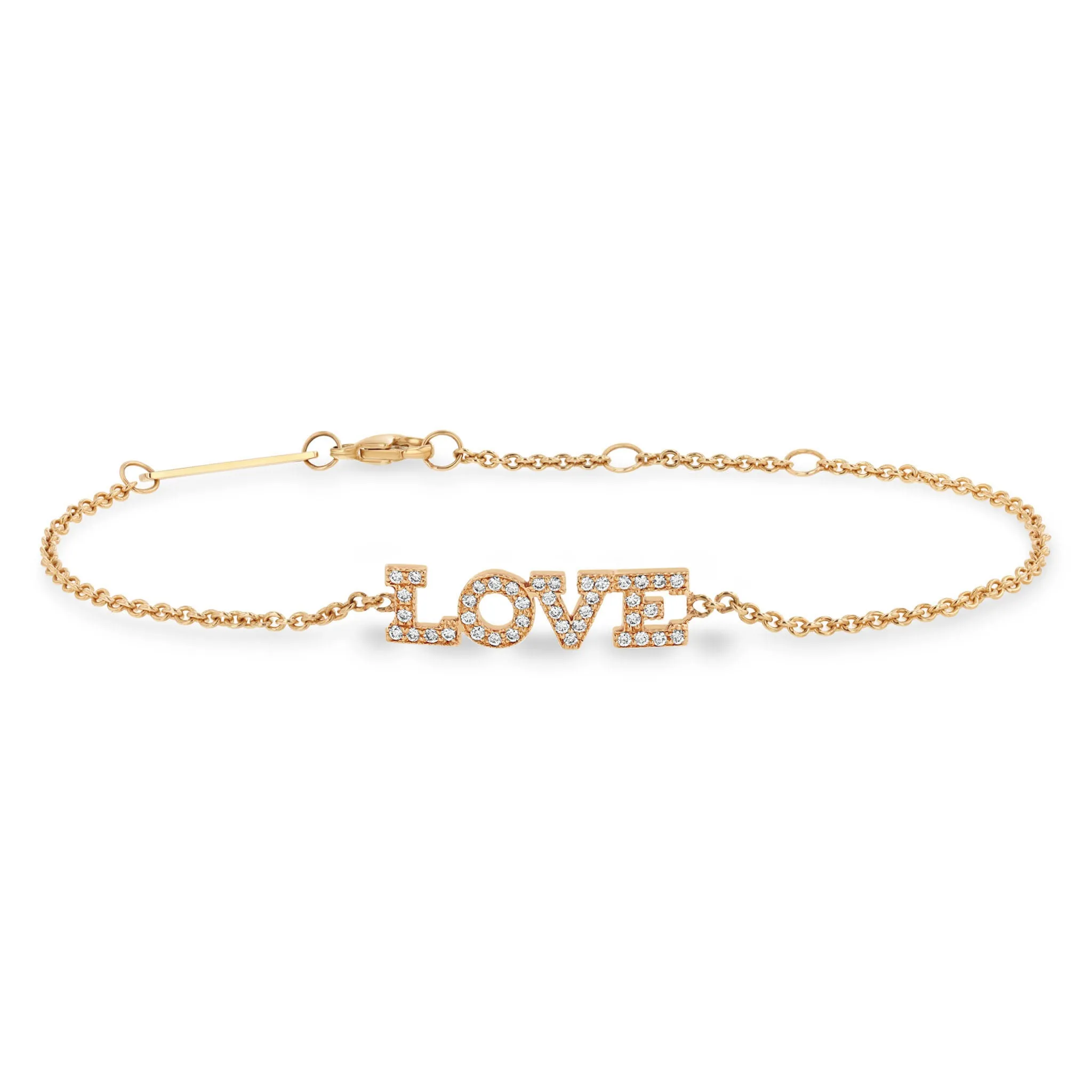 14k Pavé Diamond 4 Letter Bracelet