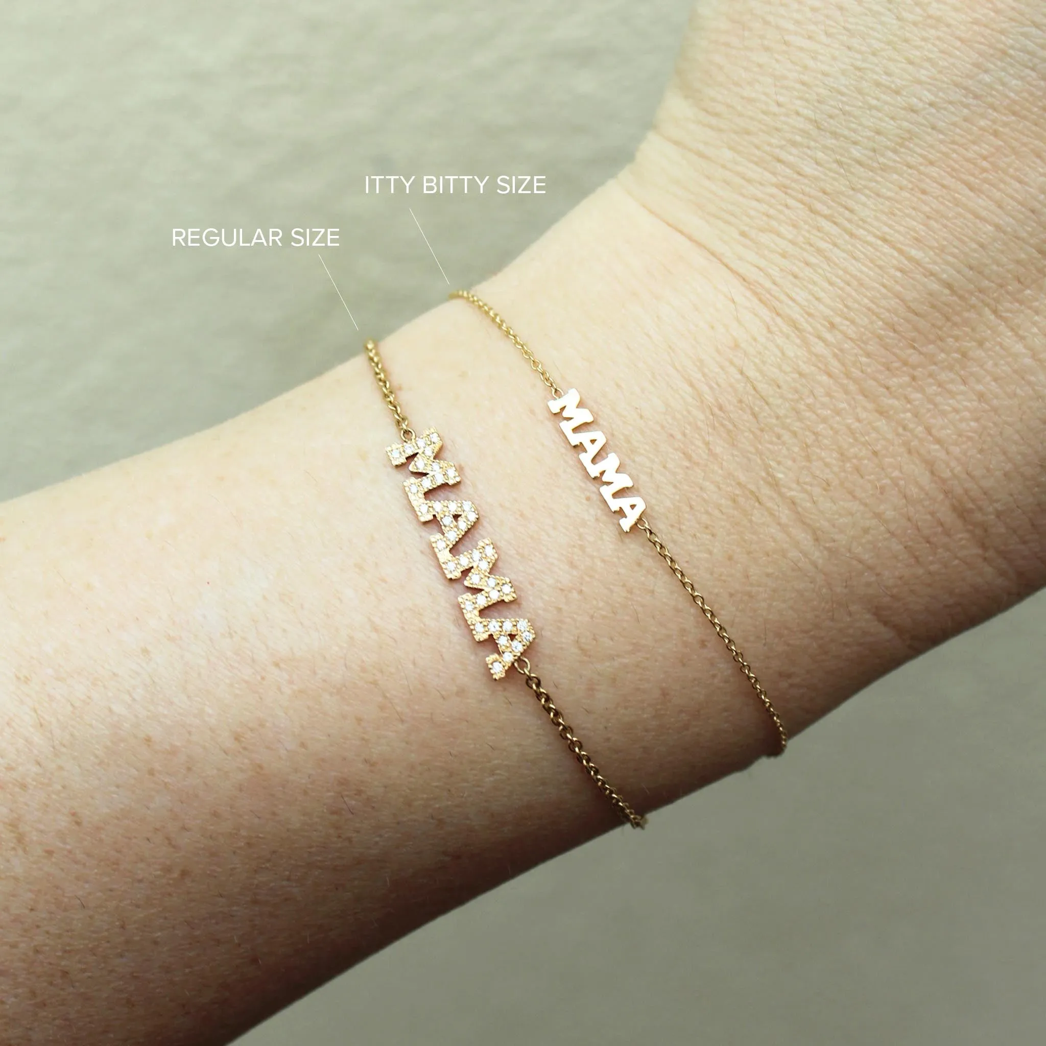 14k Pavé Diamond 4 Letter Bracelet