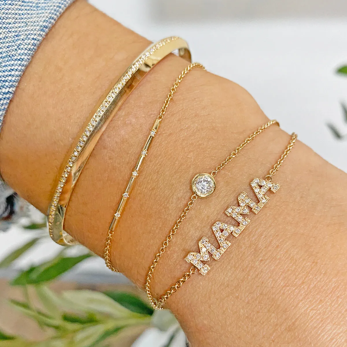 14k Pavé Diamond 4 Letter Bracelet