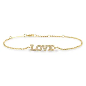 14k Pavé Diamond 4 Letter Bracelet