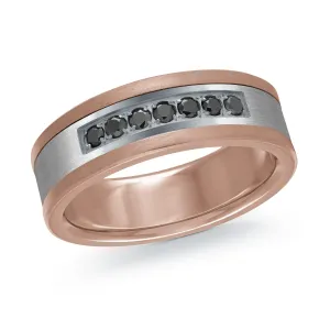 14K Rose Gold with Carbon Fiber Ring from the Tantalum Collection by Malo - MRDTN-044-7PBD