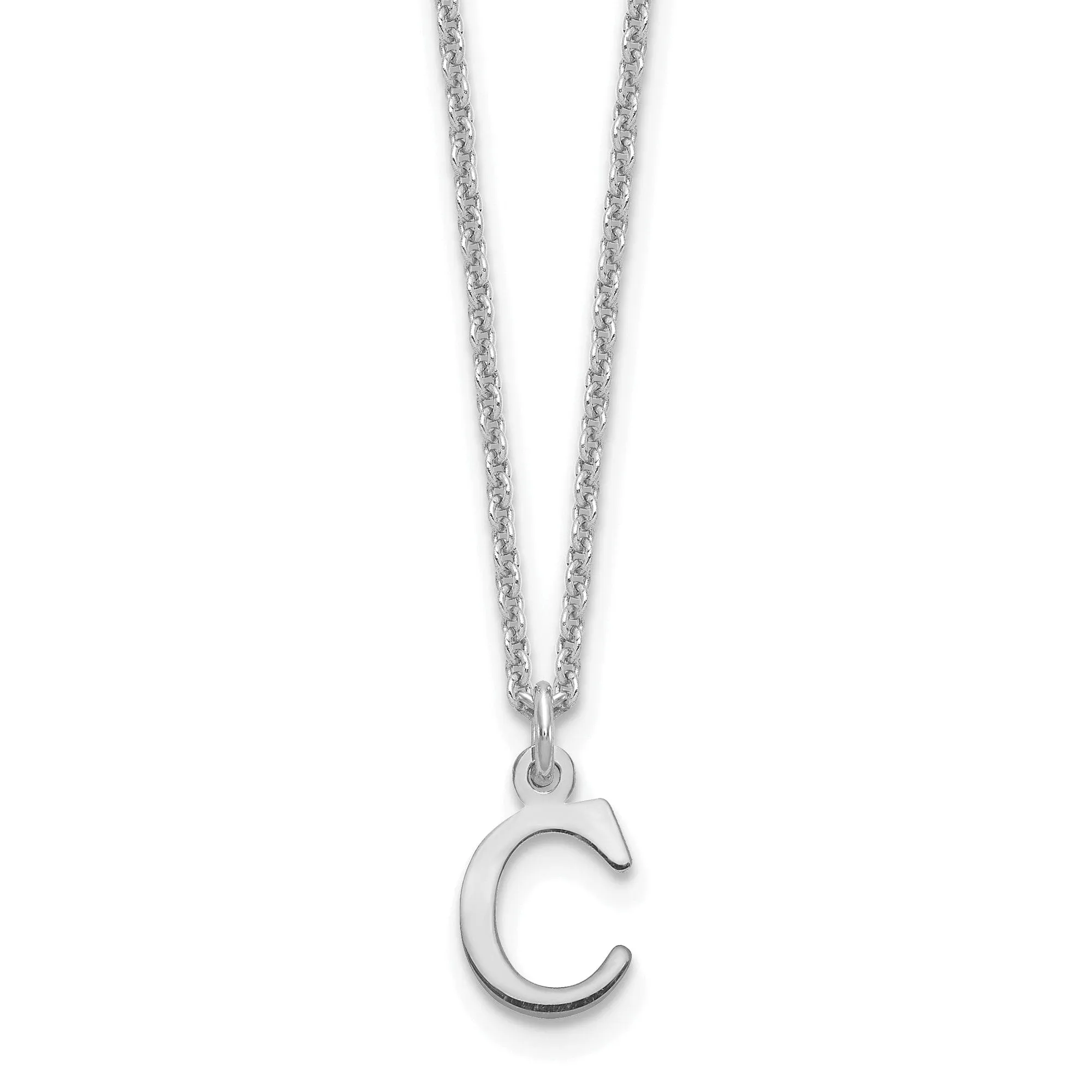 14k White Gold Tiny Cut Out Block Letter D Initial Pendant and Necklace