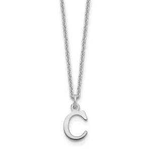 14k White Gold Tiny Cut Out Block Letter D Initial Pendant and Necklace