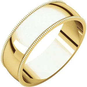 14K Yellow 6mm Light Milgrain Band