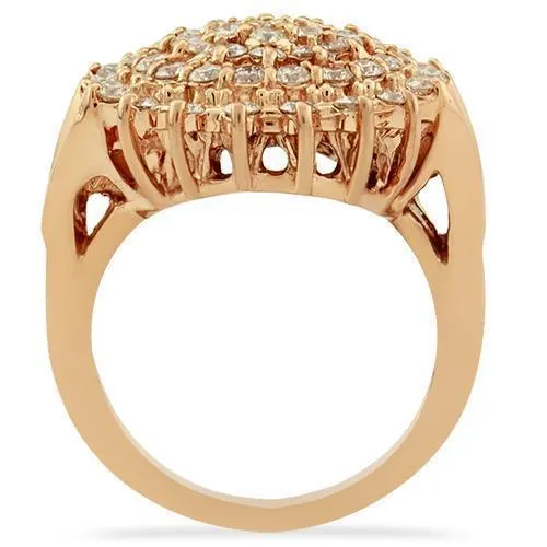 14k Yellow Gold Classic Diamond Cocktail Ring 1.75 Ctw