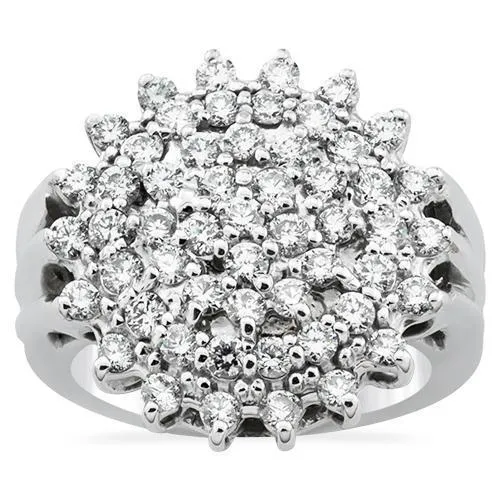 14k Yellow Gold Classic Diamond Cocktail Ring 1.75 Ctw