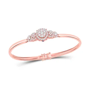 14kt Rose Gold Diamond Cluster Bangle Bracelet with Blue Sapphire Accents