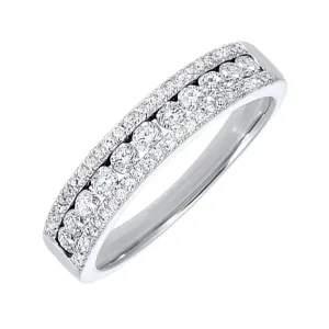 14KT White Gold & Diamond Classic Book 3 Row Fashion Ring  - 1/2 ctw