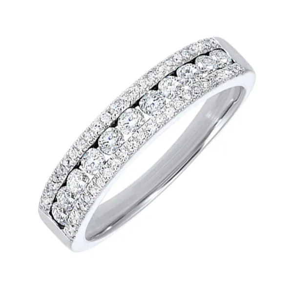 14KT White Gold & Diamond Classic Book 3 Row Fashion Ring  - 1/2 ctw