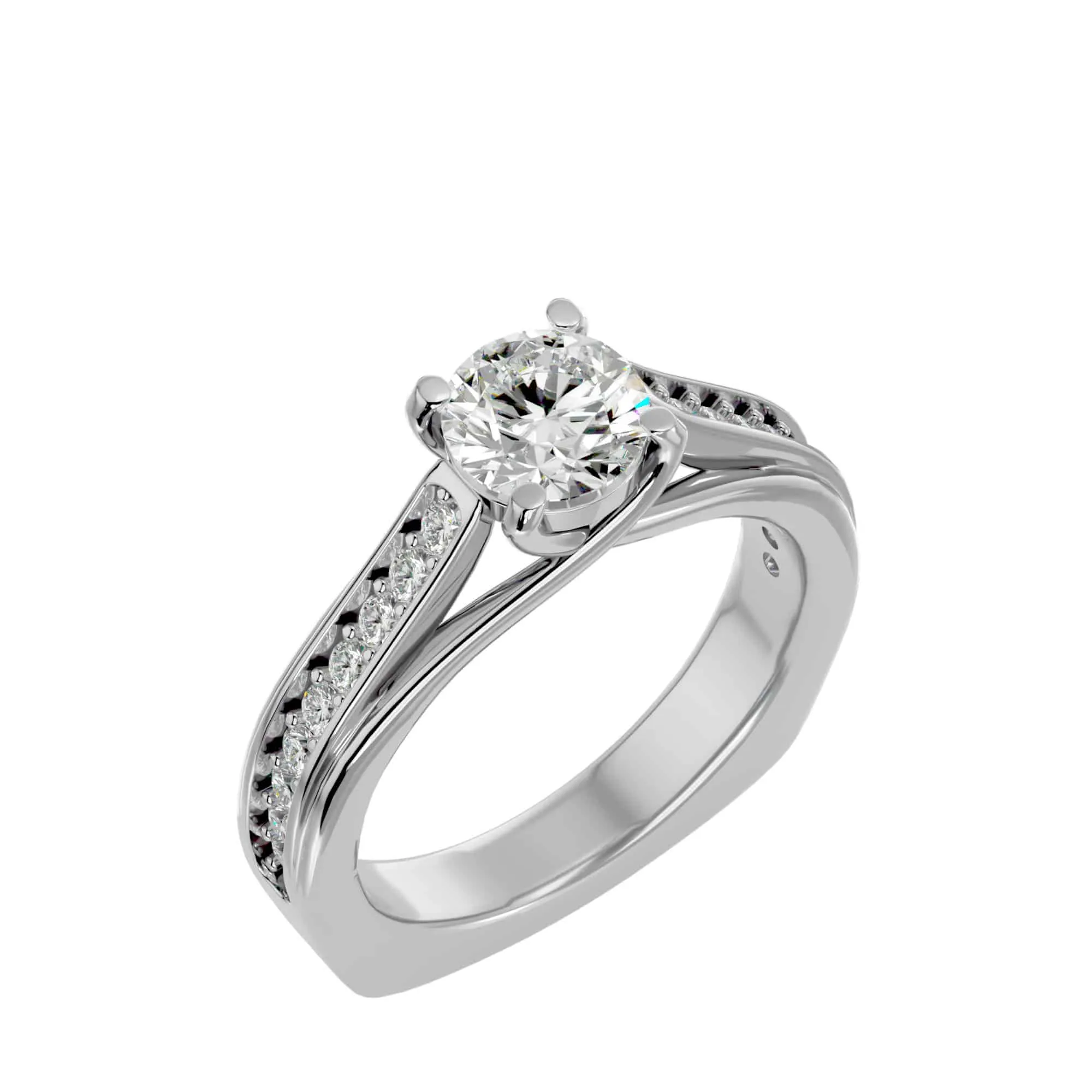 1.77ct Solitaire Thick Diamond Band Engagement Ring