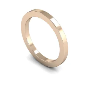 18ct Rose Gold Heavy Weight Flat 2mm Wedding Ring