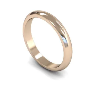 18ct Rose Gold Medium Weight 'D' Shape 3mm Wedding Ring