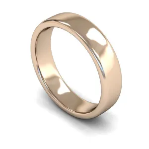 18ct Rose Gold Medium Weight Edged Slight Court 5mm Wedding Ring