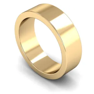 18ct Yellow Gold Heavy Weight Flat 7mm Wedding Ring