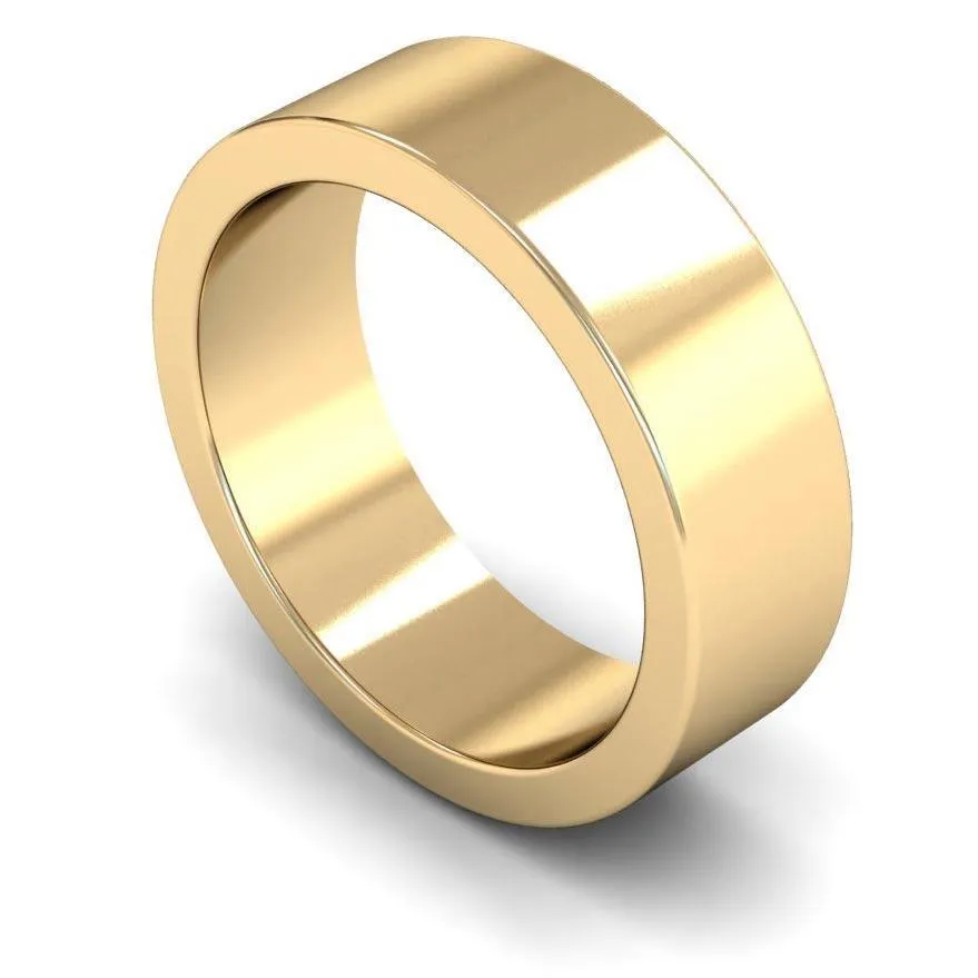 18ct Yellow Gold Heavy Weight Flat 7mm Wedding Ring