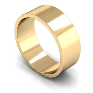 18ct Yellow Gold Light Weight Flat 8mm Wedding Ring