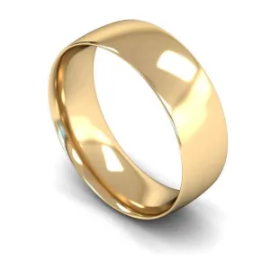 18ct Yellow Gold Light Weight Traditional Court 7mm Wedding Ring