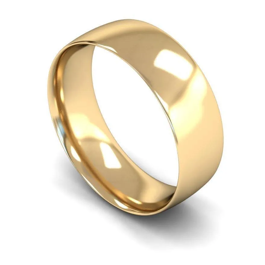 18ct Yellow Gold Light Weight Traditional Court 7mm Wedding Ring
