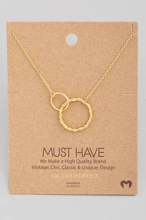 18K Gold Dipped Double Circle Chain Link Necklace