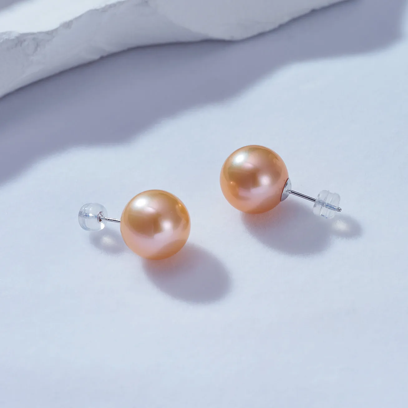 18K Gold﻿ Top Grade Edison Pink Pearl Stud Earrings KE00018