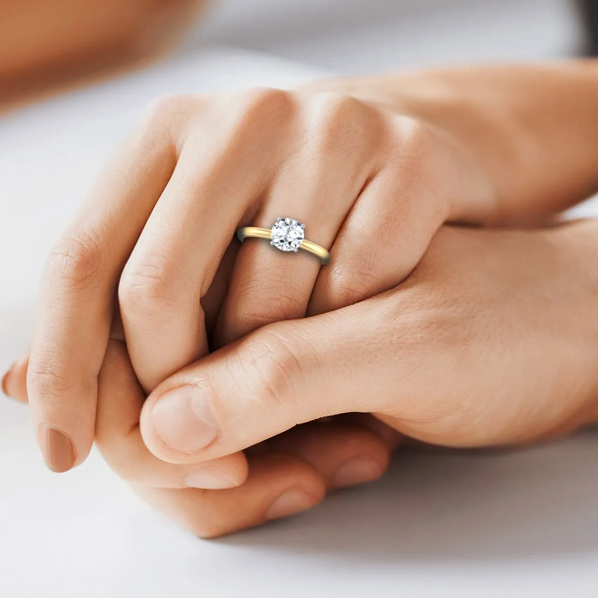18K Yellow Gold Round Brilliant Citrine Round Comfort Fit Claw Prong Solitaire Engagement Ring
