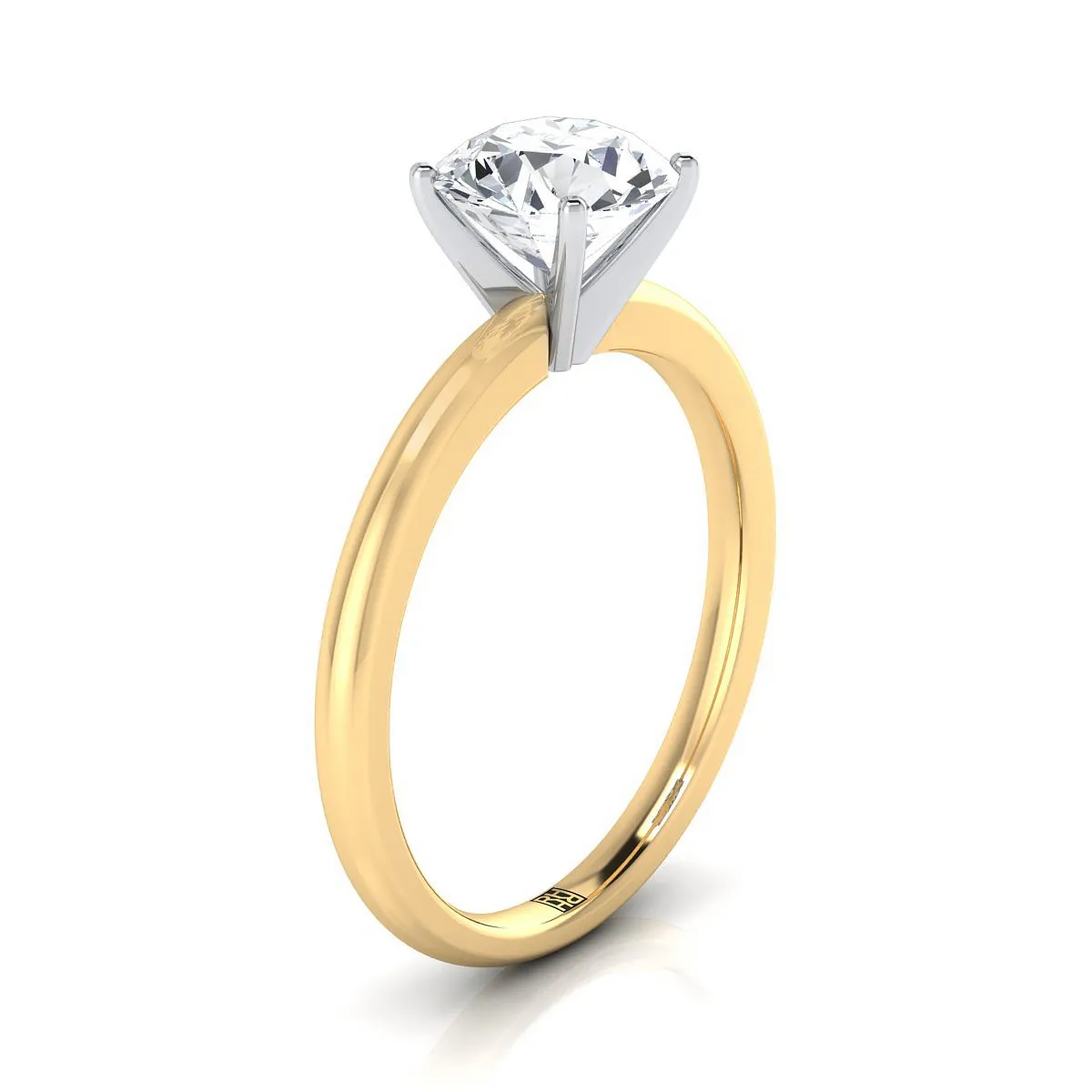 18K Yellow Gold Round Brilliant Citrine Round Comfort Fit Claw Prong Solitaire Engagement Ring
