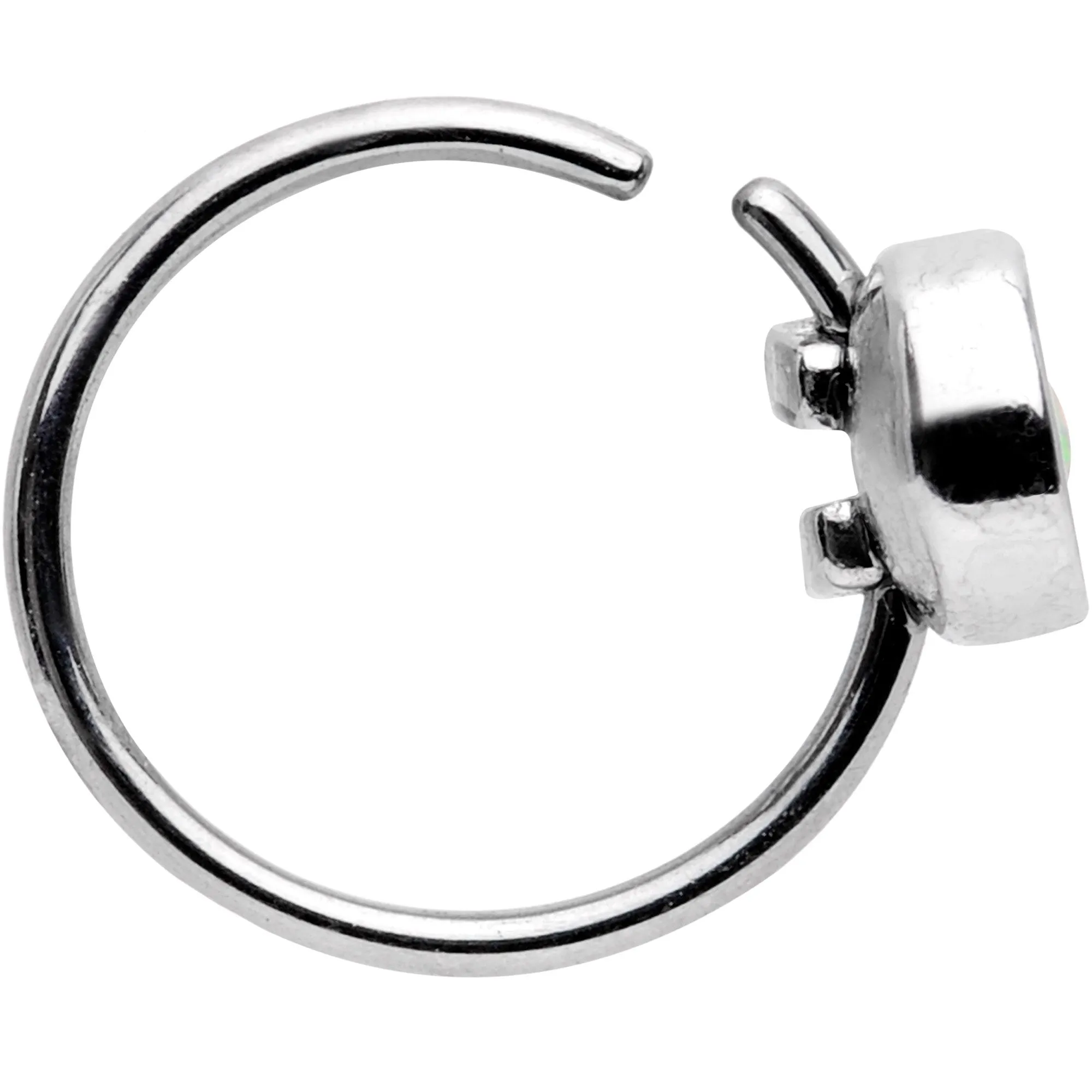 20 Gauge 5/16 White Synthetic Opal Inlay Seamless Circular Ring