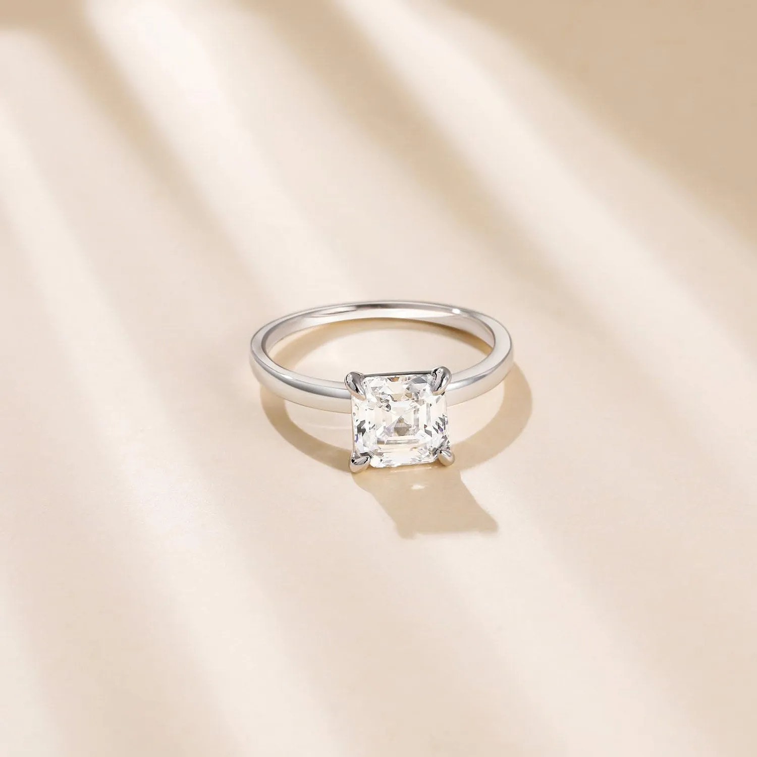 2CT Asscher Cut Solitaire CZ Wedding Ring