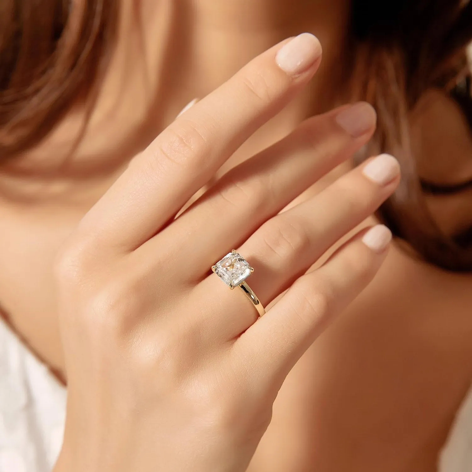 2CT Asscher Cut Solitaire CZ Wedding Ring