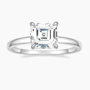2CT Asscher Cut Solitaire CZ Wedding Ring