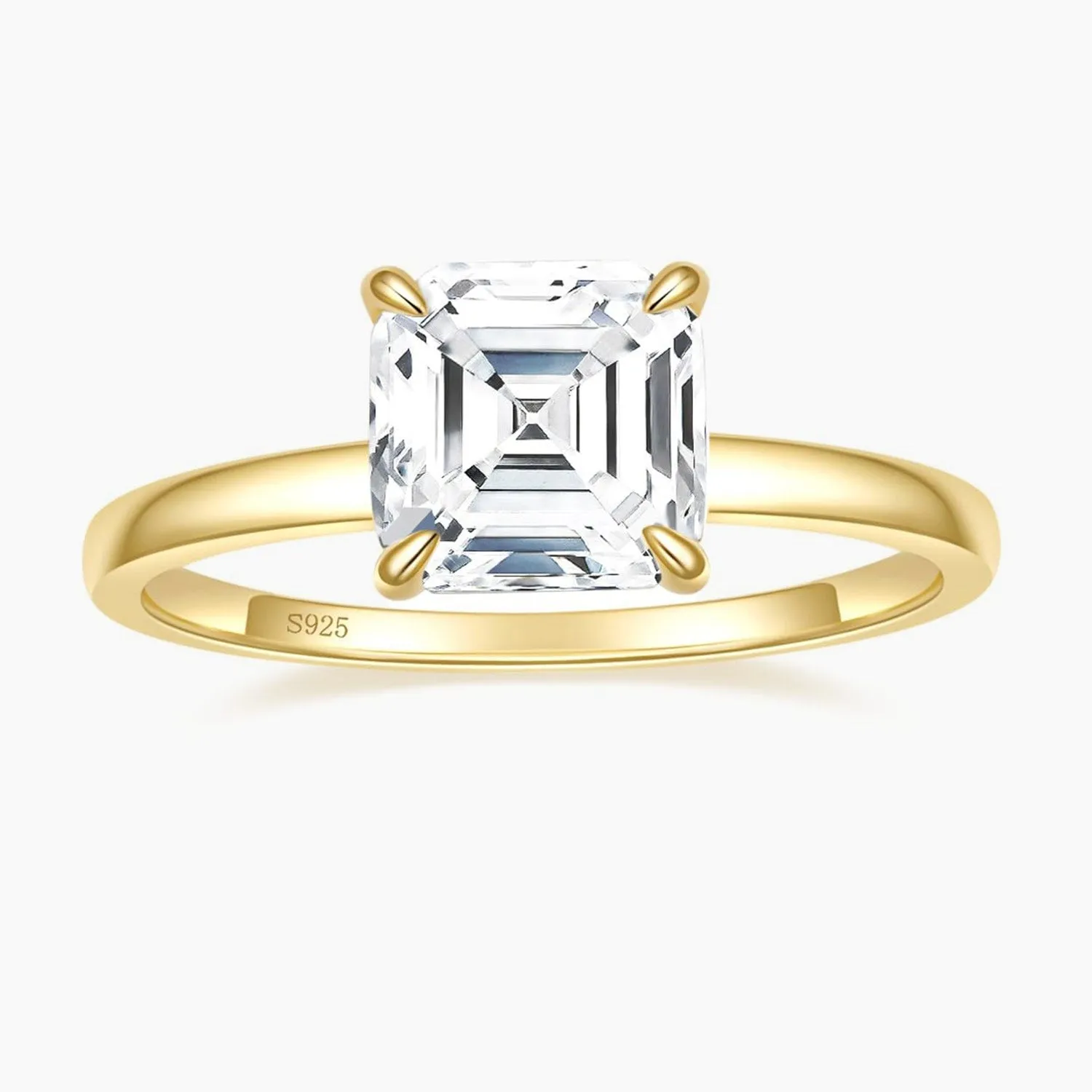 2CT Asscher Cut Solitaire CZ Wedding Ring