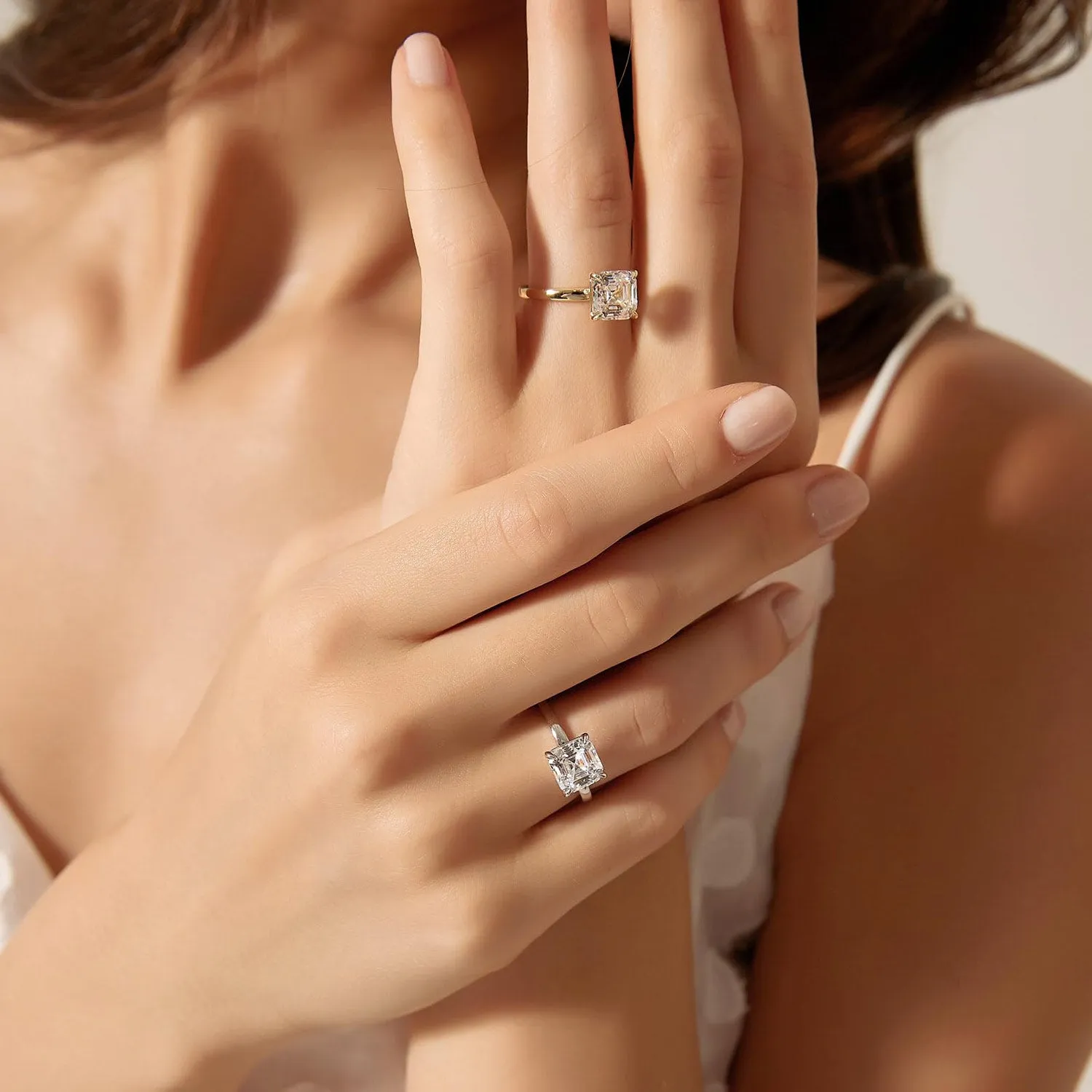 2CT Asscher Cut Solitaire CZ Wedding Ring