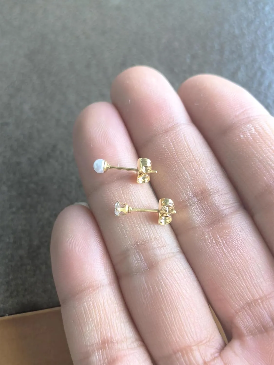 6Pairs 2mm/3mm Surgical Steel Hypoallergenic Piercing Studs, 20G 14K Real Gold Filled Tiny Stud Earrings Set for Multiple Hole Piercing (Cubic Zirconia, Pearl, Ball)