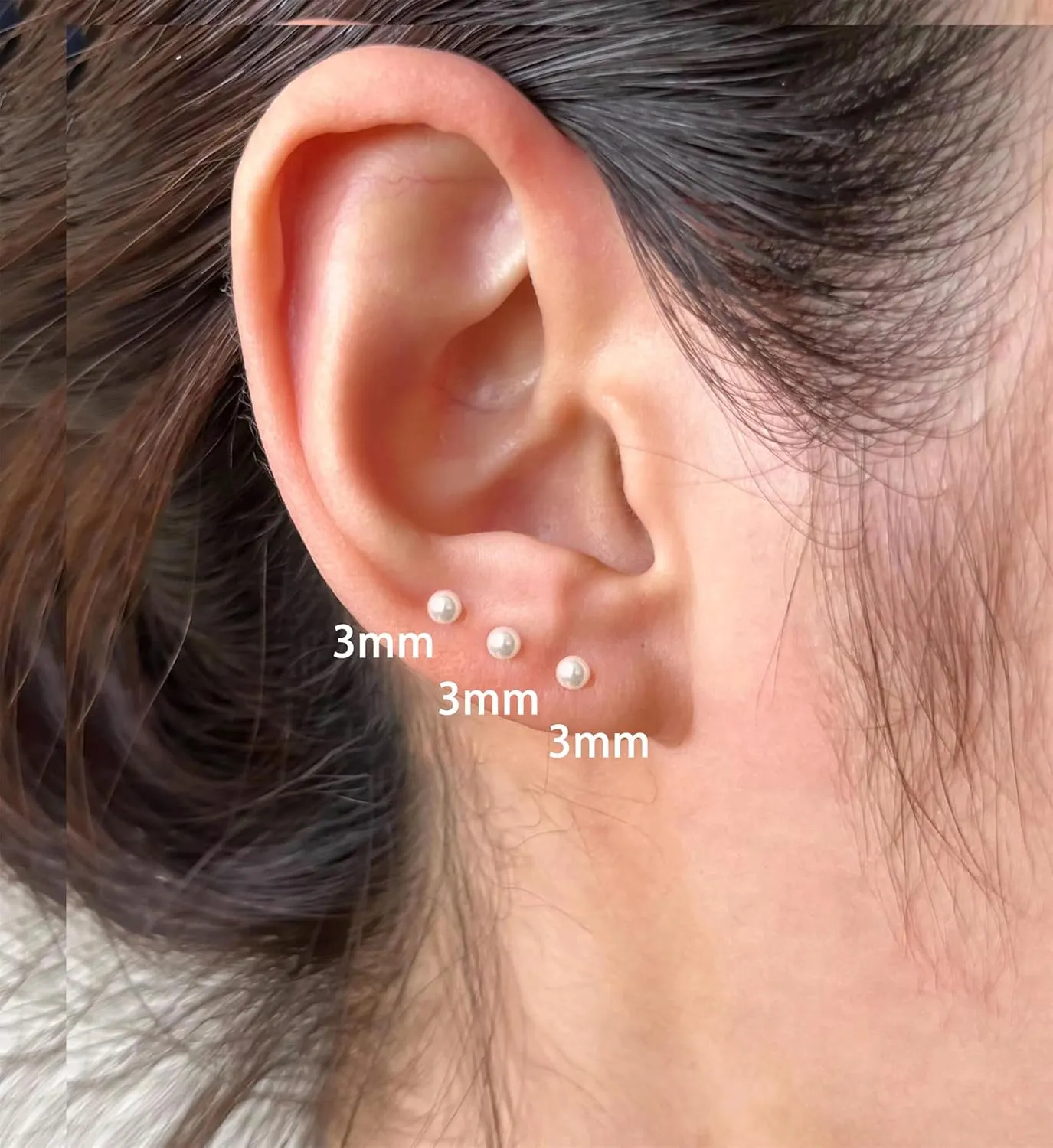 6Pairs 2mm/3mm Surgical Steel Hypoallergenic Piercing Studs, 20G 14K Real Gold Filled Tiny Stud Earrings Set for Multiple Hole Piercing (Cubic Zirconia, Pearl, Ball)