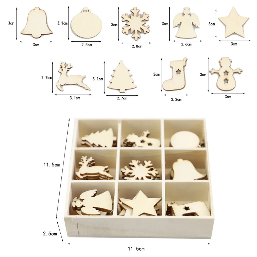 72pcs Wood Christmas Tree Hanging Pendants Set