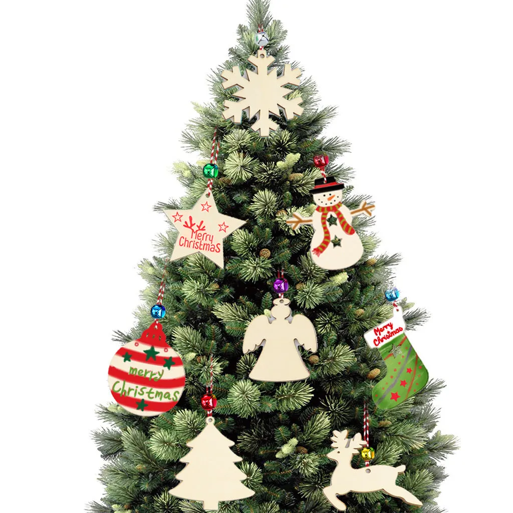 72pcs Wood Christmas Tree Hanging Pendants Set