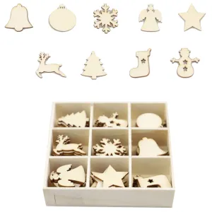 72pcs Wood Christmas Tree Hanging Pendants Set