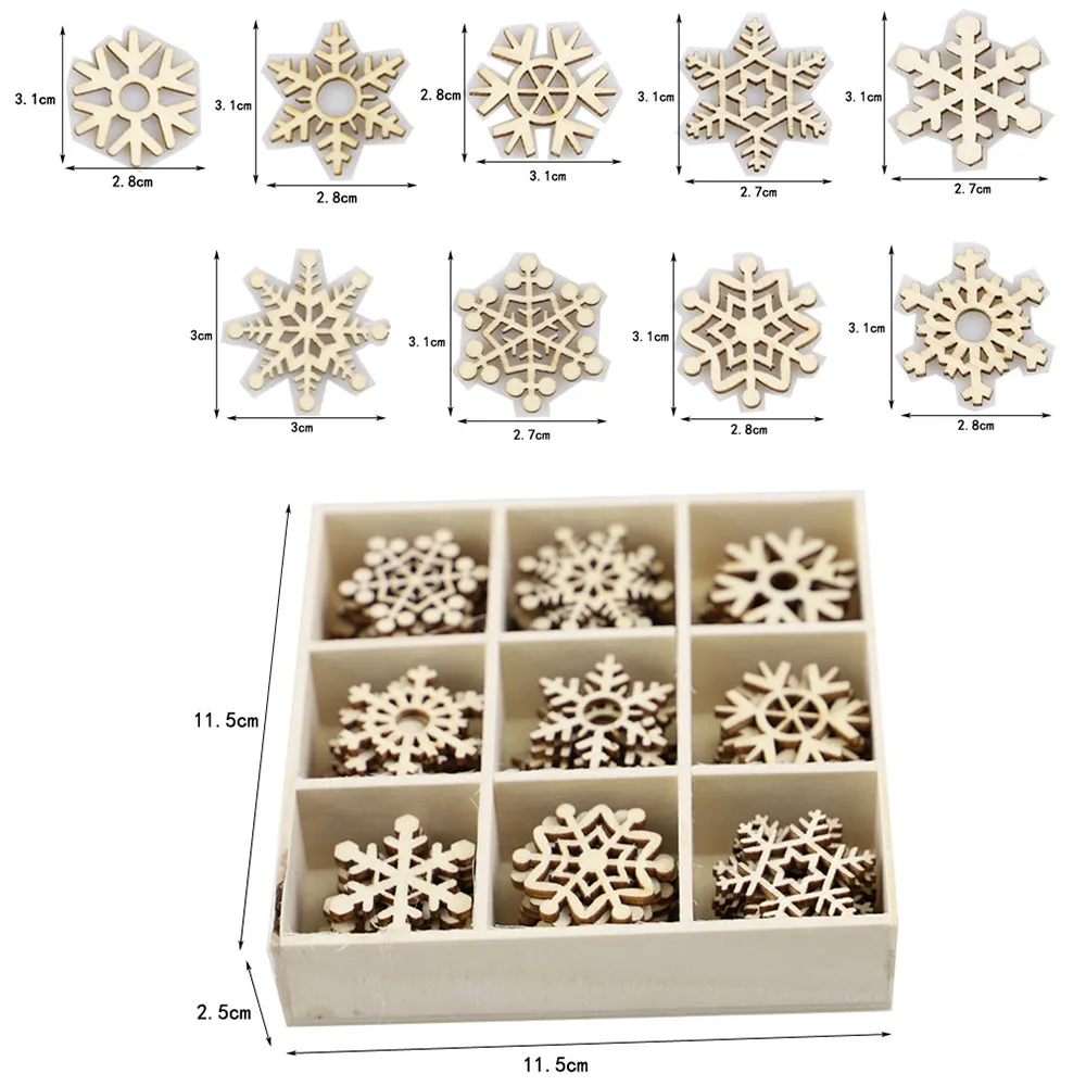 72pcs Wood Christmas Tree Hanging Pendants Set