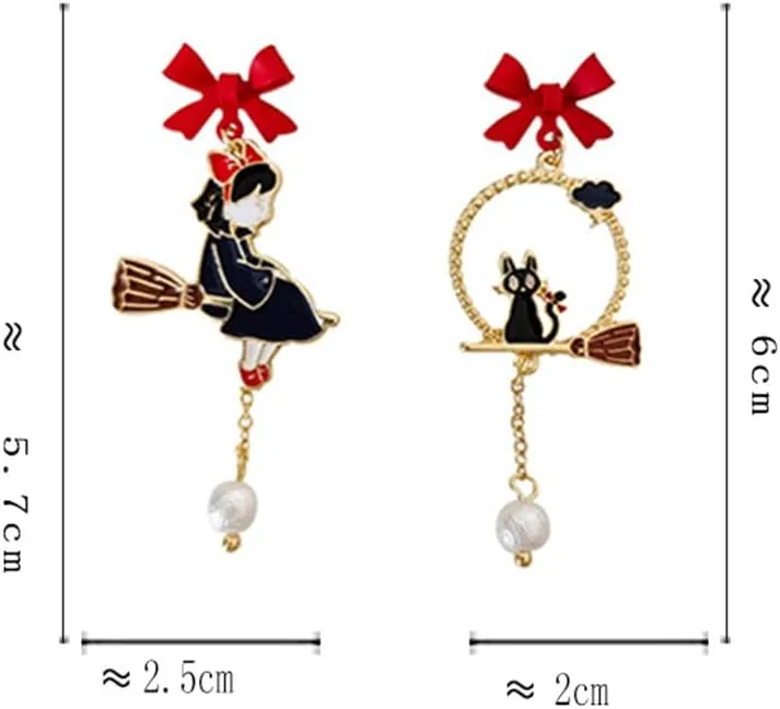 925 Silver Post Earrings For Women Personalized Stud Earrings Anime Asymmetrical Enamel Pendant Earrings